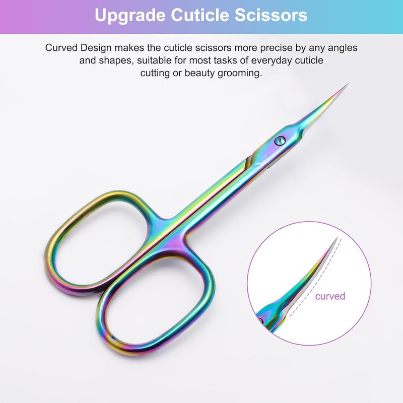 CGBE Cuticle Scissors Extra Fine Curved Blade, Super Slim Manicure Scissors for Cuticles Professional Small Scissors with Precise Pointed Tip Grooming Blades, Eyebrow, Eyelash, and Dry Skin - Colorful - Image 3